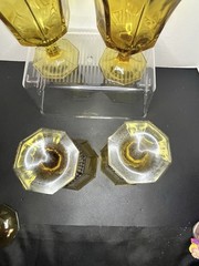 Amber Independence Glass Octagonal Set/6 Water Tea Goblet VGT Granny Core Gift