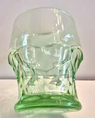 VTG Anchor Hocking Uranium Glass Georgian Honeycomb Tumblers Green 4oz Set of 7