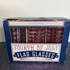Americana Stars & Stripes Flag Glasses by Williams-Sonoma, Set of 6 –15oz 4July
