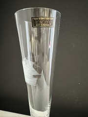 Toscany Crystal Clipper Ship Etched Tall Pilsner Beer Glass Set Of 2 with Label