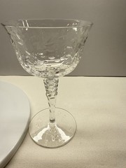 VTG Libbey Rock Sharpe Optic Fernwood Cut #2010 Champagne Sherbet set of 3