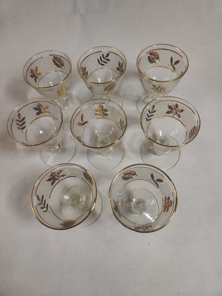 Vintage Libbey Golden Foliage Cordial Or Cocktail Glasses Set of 8