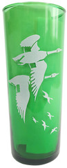 Anchor Hocking Forest Green Geese Cattails Iced Tea Glass Tumbler