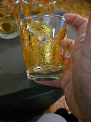 4 VTG BARLETT 22k GOLD CHRYSANTHEMUM 8 OZS whiskey or shot Glasses 3.5”x3”