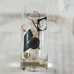 6 Custom MCM Glass 24k Gold Filigree Medical Doctor Themed Cocktail Glasses 7″