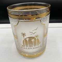 Vtg Culver 22kt Gold Old Fashioned Glass Chicago Mountains Palm Trees