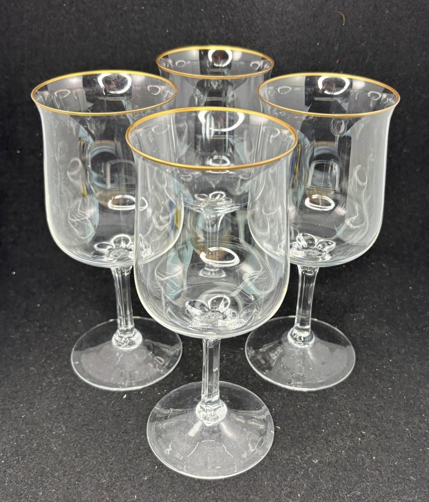 Lenox Intrigue Gold Crystal Water Goblets 7in Discontinued Set of 4