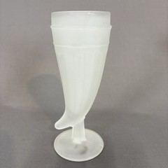 Tiara Indiana Glass Frosted Powder Horn Pilsner Beer Mug 8 1/4″ Set of 4