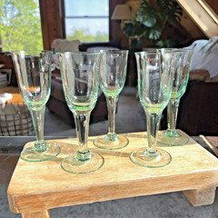 Cordial Green Barware Glasses 2oz- 5.5″ tall-2″ wide. Set of 5