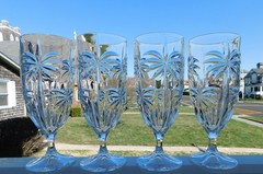 4 GODINGER SHANNON CRYSTAL SOUTH BEACH PALM ICED TEA GLASSES IN BOX #1