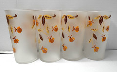 VINTAGE 4 HALL AUTUMN LEAF MARY DUNBAR JEWEL TEA 12 OZ FROSTED DRINKING GLASSES