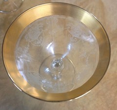 Vintage Tiffin Rambler Rose Pink 22k Gold Encrusted Champagne Wine Glasses 6