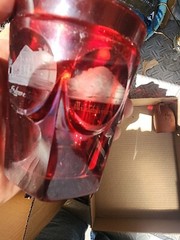 ANDENKEN VON TEPLITZ 1853 RUBY ETCHED TUMBLER BOHEMIAN CZECH SEE PHOTOS DESCRIPT