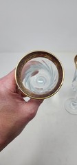 Pair Tiffin Franciscan Minton 24K Gold Encrusted Crystal Champagne Coupe Glasses