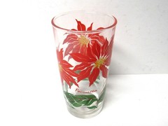 1950’s Hazel Atlas Poinsettia Holiday Vintage Drinking Glass/Tumbler