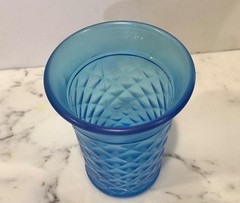 Stretch Carnival Glass Tumbler, Northwood #557 Concave Diamond, Celeste Blue