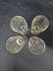 Set Of 4 Vintage Iridescent Champagne Flutes Glasses Stemware Barware 4 3/4″ Tal