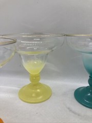 (4) West Virginia BLENDO Pastel Frosted Ombre Margarita Dessert Cocktail Glasses
