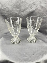 vintage wine glasses grape etched glass Bubble Foot Set Of Two