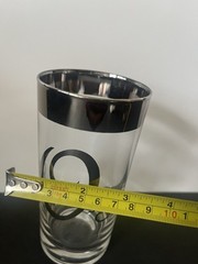 6 MCM Dorothy Thorpe «C» Highball Glasses Silver Band Monogram Initial 5.5″H Bar