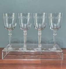 Fostoria Holly Clear (6030) MCM Crystal Water Wine Goblets 7-7/8″ – Set of 4