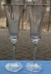 Set of 2 Mikasa Crystal Jamestown Gold Champagne Glasses Flutes