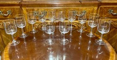 Set of 35 Lenox Crystal Glasses Intrigue Gold Trim 12 Wine 12 Water 11 Champaign