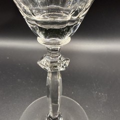 Vintage Etched Crystal Wine Goblets Set of 6 Wheat Laurel Leaf Geometric Stem 8”