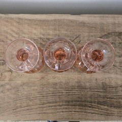 Vintage Tiffin Franciscan Flamingo 3 Pink Textured Pedestal Tea or Water Goblets