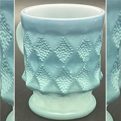 Fire King Blue White Ombre Kimberly Coffee Mug c1960s Made in USA 3.75″tall 8oz