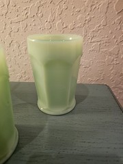 Vintage Set Of 5 Fenton Jadeite Paneled Water Glasses-Excellent