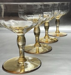 CRYSTAL IRIDESCENT STEMMED SHERBETS* SET OF 4 * 30’s * OPTIC * NICE!