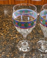 SET (4) Pfaltzgraff AMALFI CLASSIC 12 oz Glass Wine Goblets/Glasses