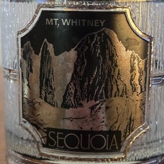 Vintage MCM 22k Platinum Culver Black Silver Sequoia Mt Whitney Souvenir Glass