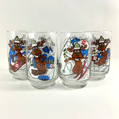 Rare Vintage 7UP Canada Reindeer Tumblers Glasses Set/4 Dominion Glass