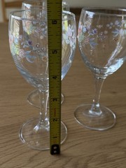 Vintage French Floral Wine Glasses Set of 3