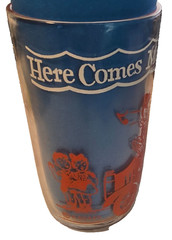 Vintage 1950s Welch’s Jelly Jar Glass Howdy Doody Doodyville Circus Red VTG