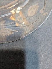 Vtg 5 Floral Etched Margarita Glasses/Shrimp Cocktail Dessert 6 Matching Plates