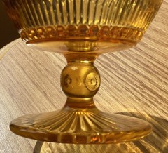 Bartlett Collins MANHATTAN Bulls Eye Yellow Glass Sherbet Stemmed 3 1/2″