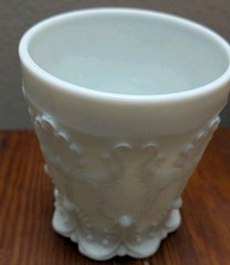 Antique PA EAPGS Challinor Scroll Rococo Floral Relief & Scroll Scalloped Cup 3″