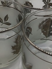 Libbey Silver Leaf Frosted Low Ball Glasses Lot of 6 Vintage