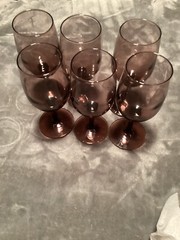 Vintage Amethyst Long Stemmed Wine Glasses Set Of 6