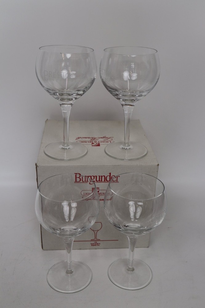 Luigi Bormioli Burgundy Wine Glass Set of 4 13oz Preston Vineyards Etched