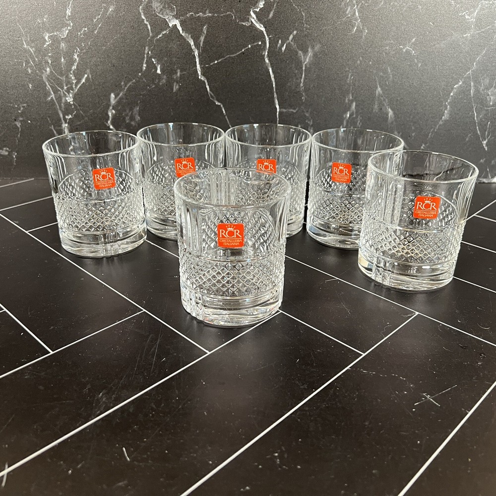 Set of 6 RCR Cristalleria Italiana Tumblers Whiskey Cocktails Glasses NIB