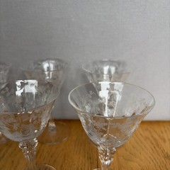 6 Vtg Tiffin Franciscan Cerice Cordial Glasses -Etched Roses – 4 3/4” – Perfect!