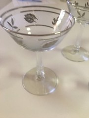LIBBEY ROCK SHARPE SILVER LEAF CHAMPAGNE TALL SHERBET – 5-5/8″ – 5 TOTAL