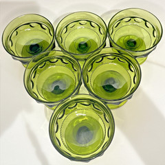 Colony Crown Green Champagne/ Tall Sherbert Glasses MCM Vintage Set Of 6