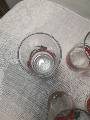 Vintage Libbey Glass Holly & Berries Christmas 16 oz. Flat Tumbler Set of 5