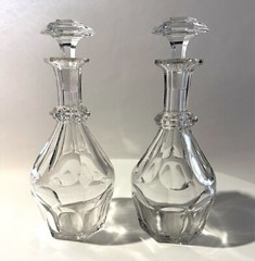 Pair Antique, Vintage Baccarat Crystal Decanters Harcourt 1841