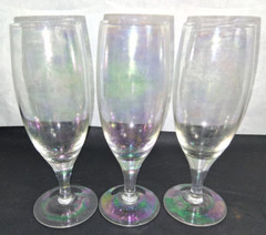 Vintage Hand Blown Depression Crystal Champagne Wine Glasses Opalescent Carnival